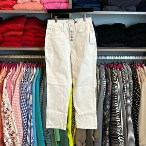 Skinnygirl high rise straight crop white jeans size 2 NWT